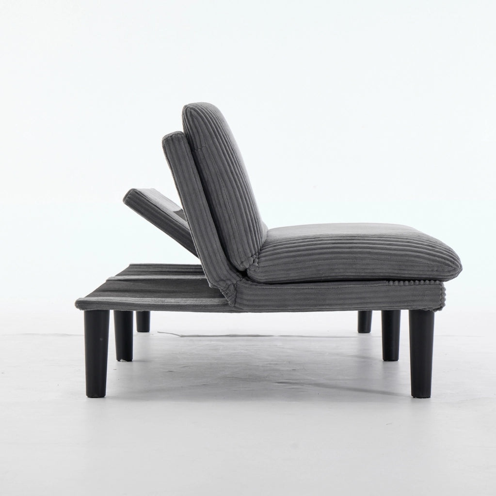 Divano letto 2 posti 167x84x67 cm grigio， velluto a coste， salvaspazio