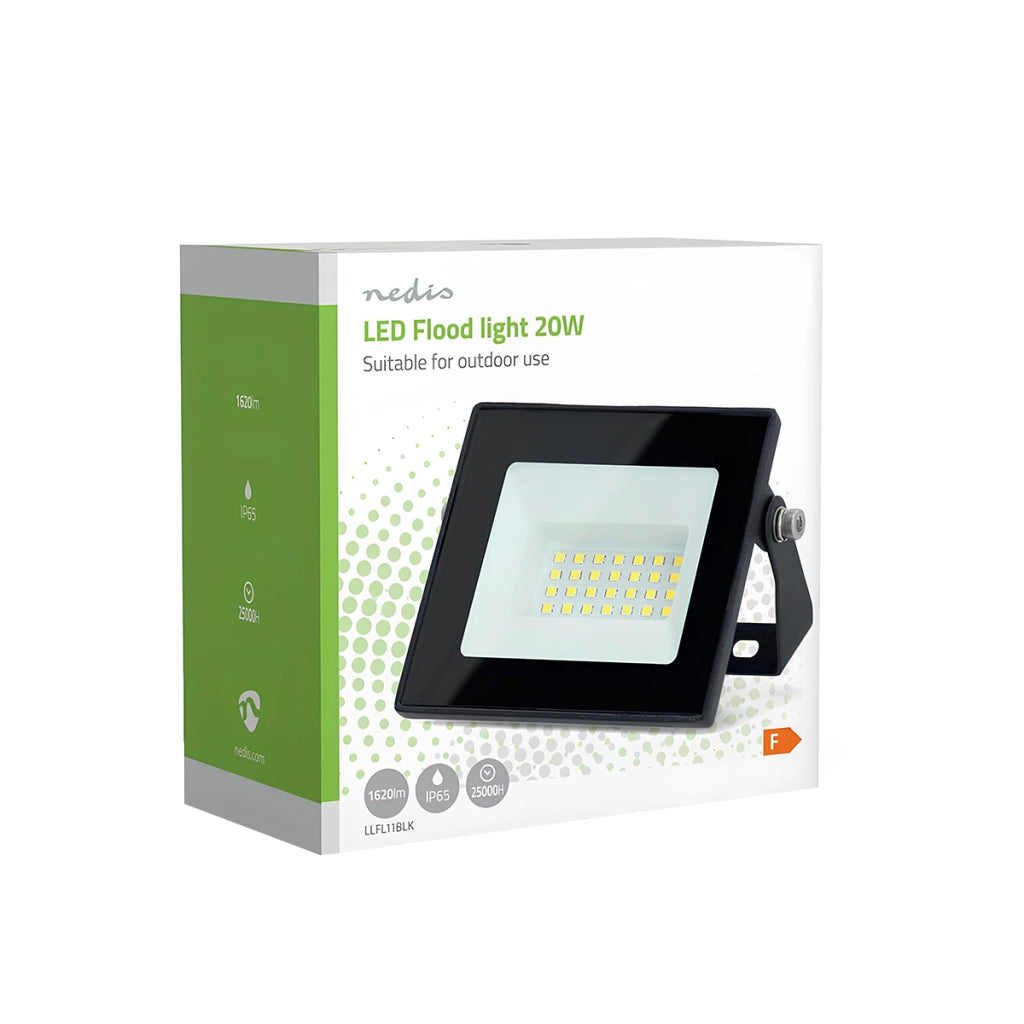 Proiettore LED Esterno 20W 1620 Lumens 4000K IP44 Nero Nedis