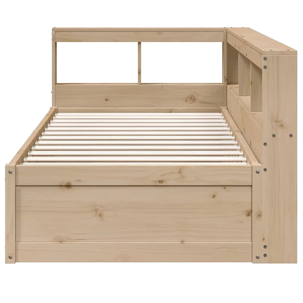 Letto Libreria senza Materasso-Struttura Letto con contenitore 90x190 cm Legno Massello Pino 943202