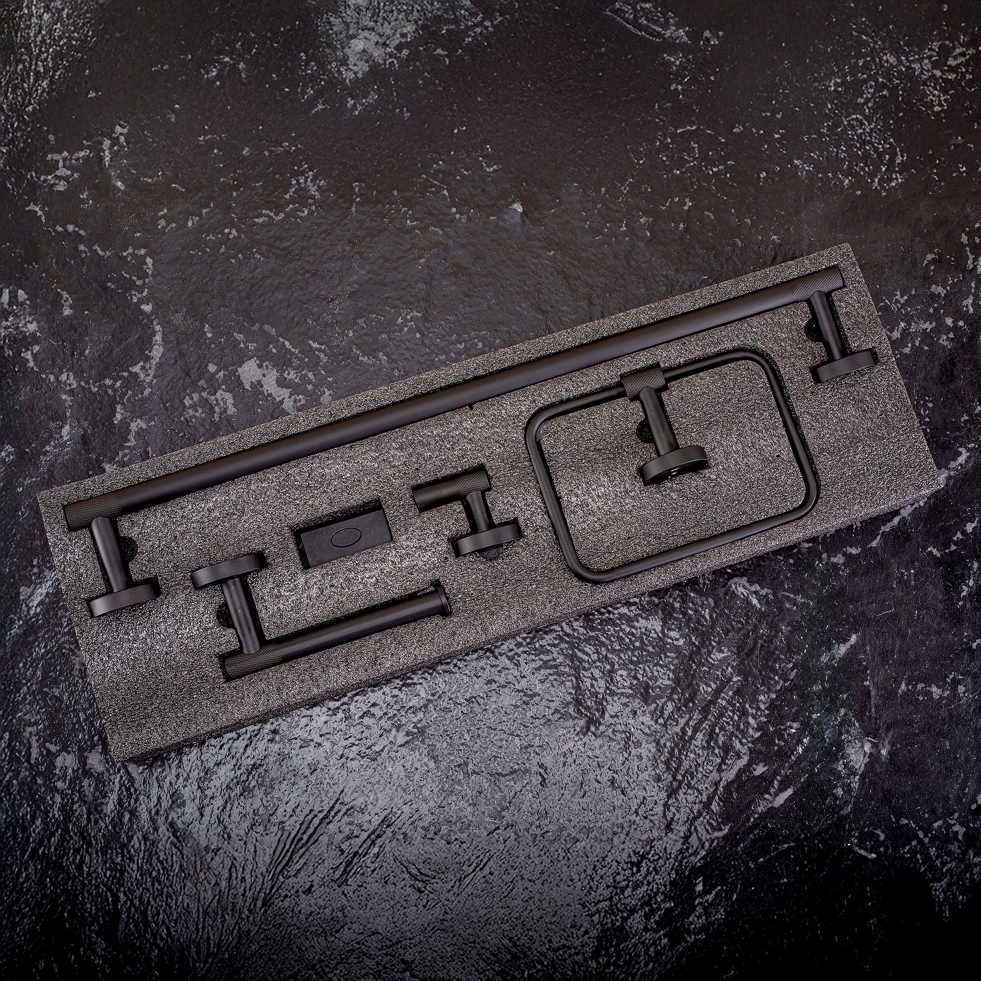 Set Accessori Da Bagno Grid Black 4 Pezzi