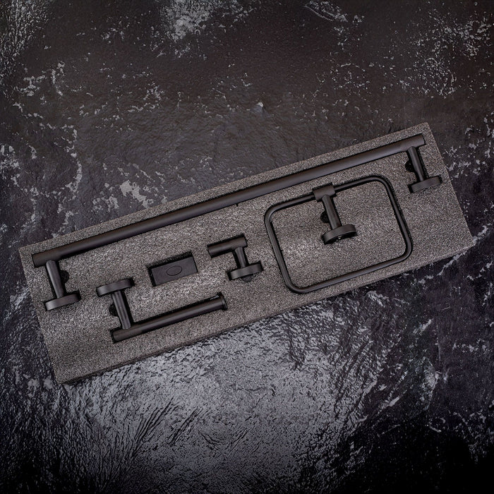 Set Accessori Da Bagno Grid Black 4 Pezzi