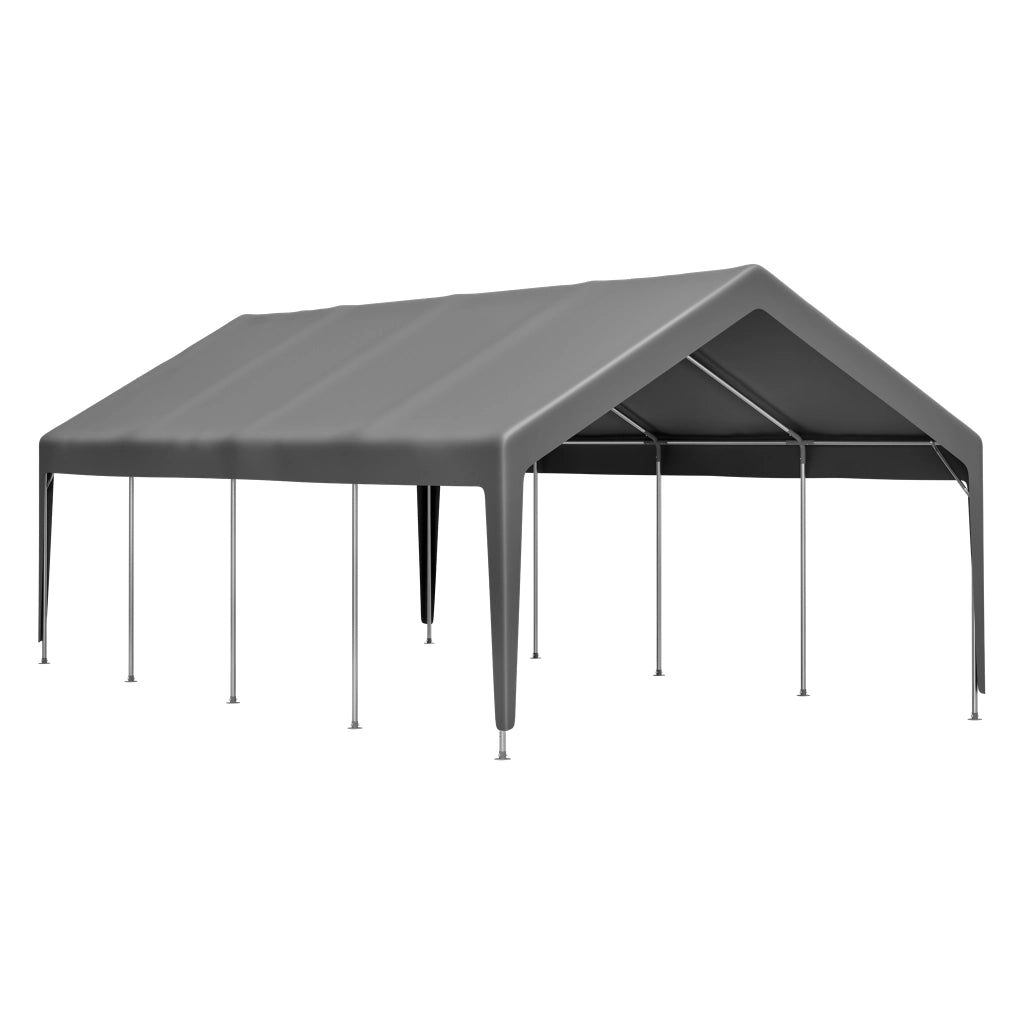 Gazebo da giardino spazioso con telaio in acciaio zincato, pareti laterali rimovibili e finestre arrotolabili grigio