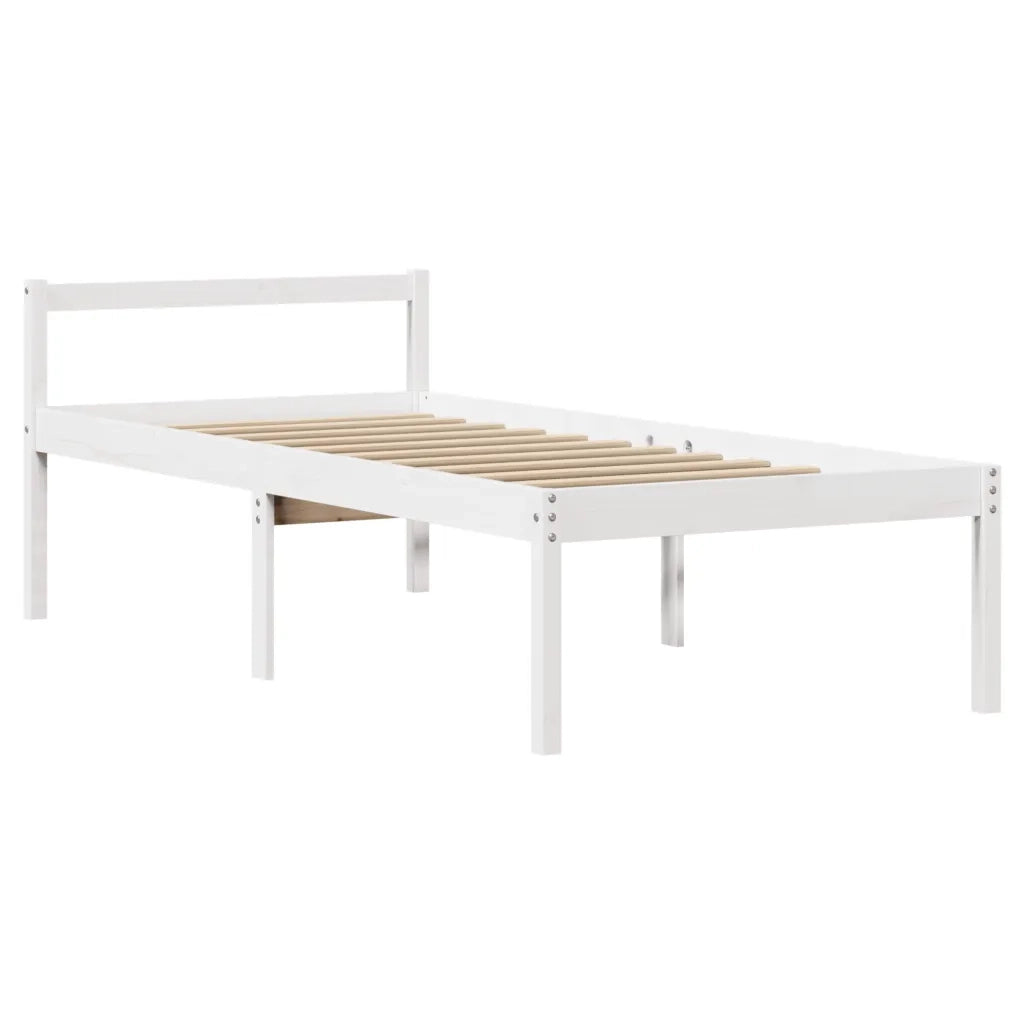 Letto Anziani con Testiera Bianco 90x190 cm Legno Massello Pino 3305852