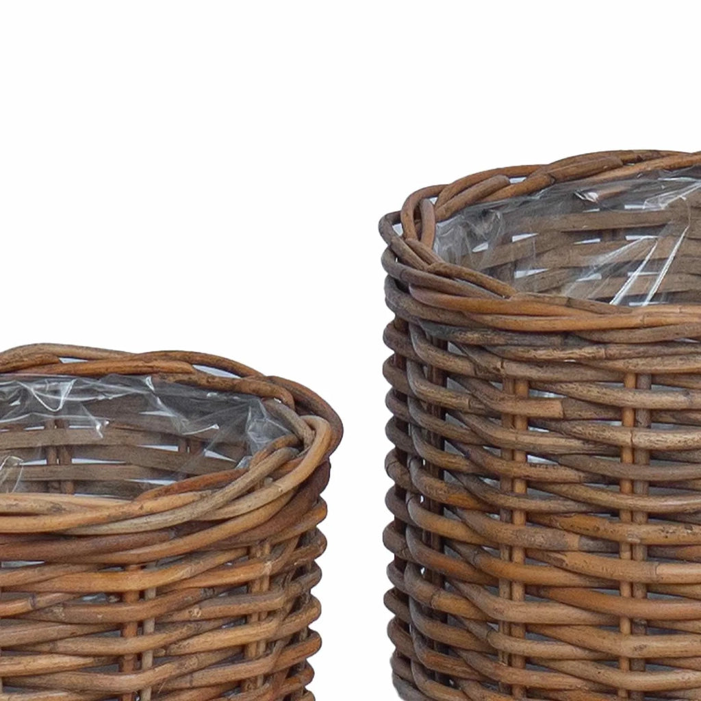 Cestino per Piante con archiviazione 2 pcs Marrone Rattan Kubu