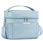 Borsa Isothermica Portatile Opaca 10L con Maniglia e Cinghia per Viaggio, Picnic, Ufficio e Cambio di Luogo con Tasca Termica e Coperchio (Blu M)