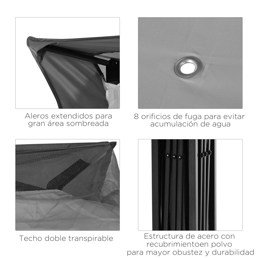 Gazebo Pieghevole 3.3x3.3 m con Pareti Laterali ¨C zephmum ¨C Grigio Chiaro