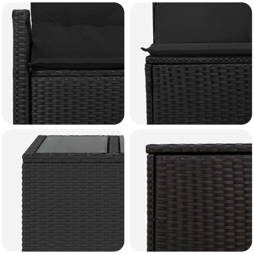 Set di divani 6 pz Nero Rattan sintetico e Acciaio 3447226