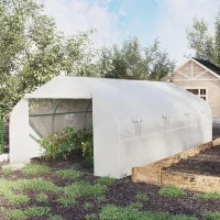 Serra per Orto 6x3x2m con 8 Finestre e Porta Avvolgibile, in Acciaio e PP, Verde