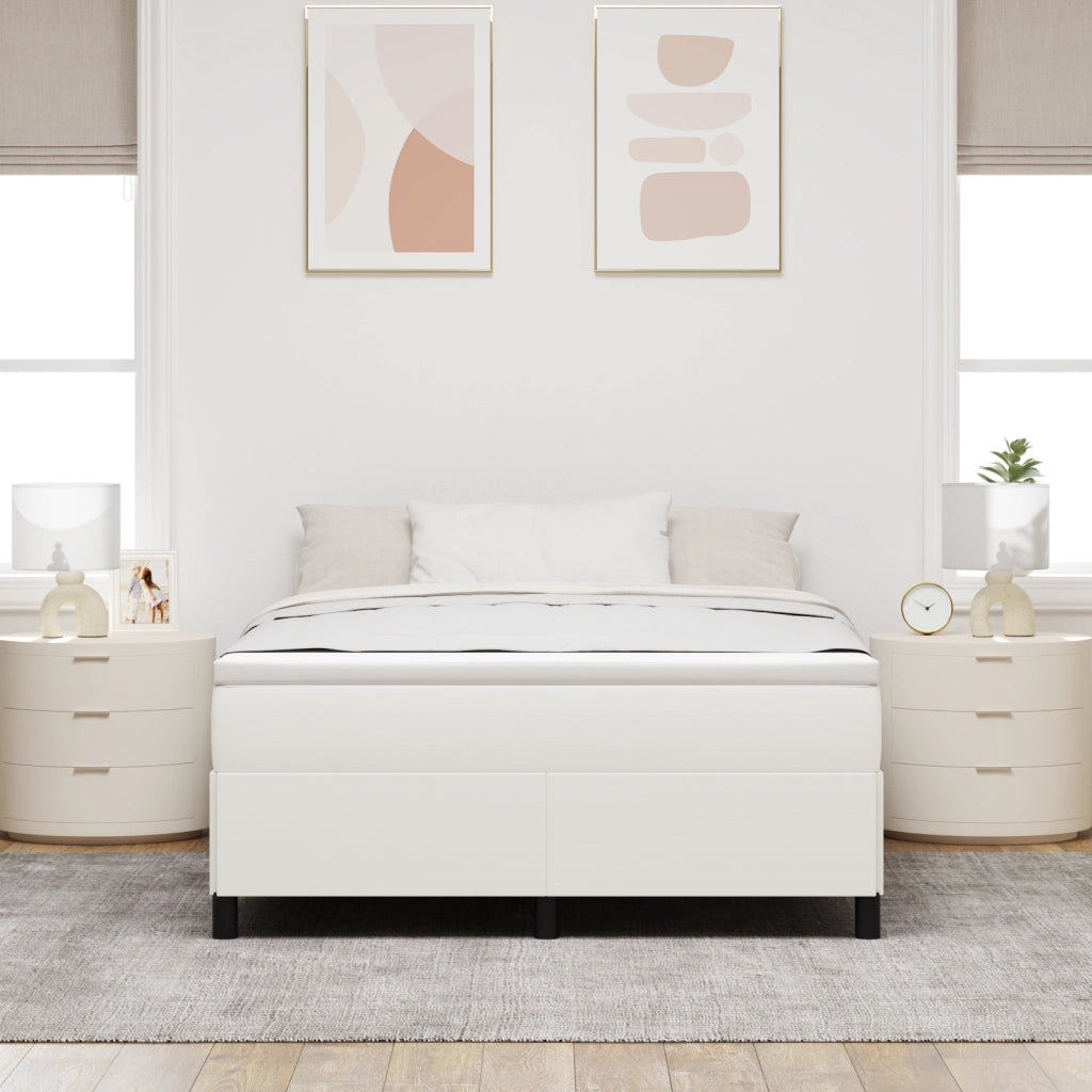 Struttura Letto Panna 140x190 cm Tessuto A Coste