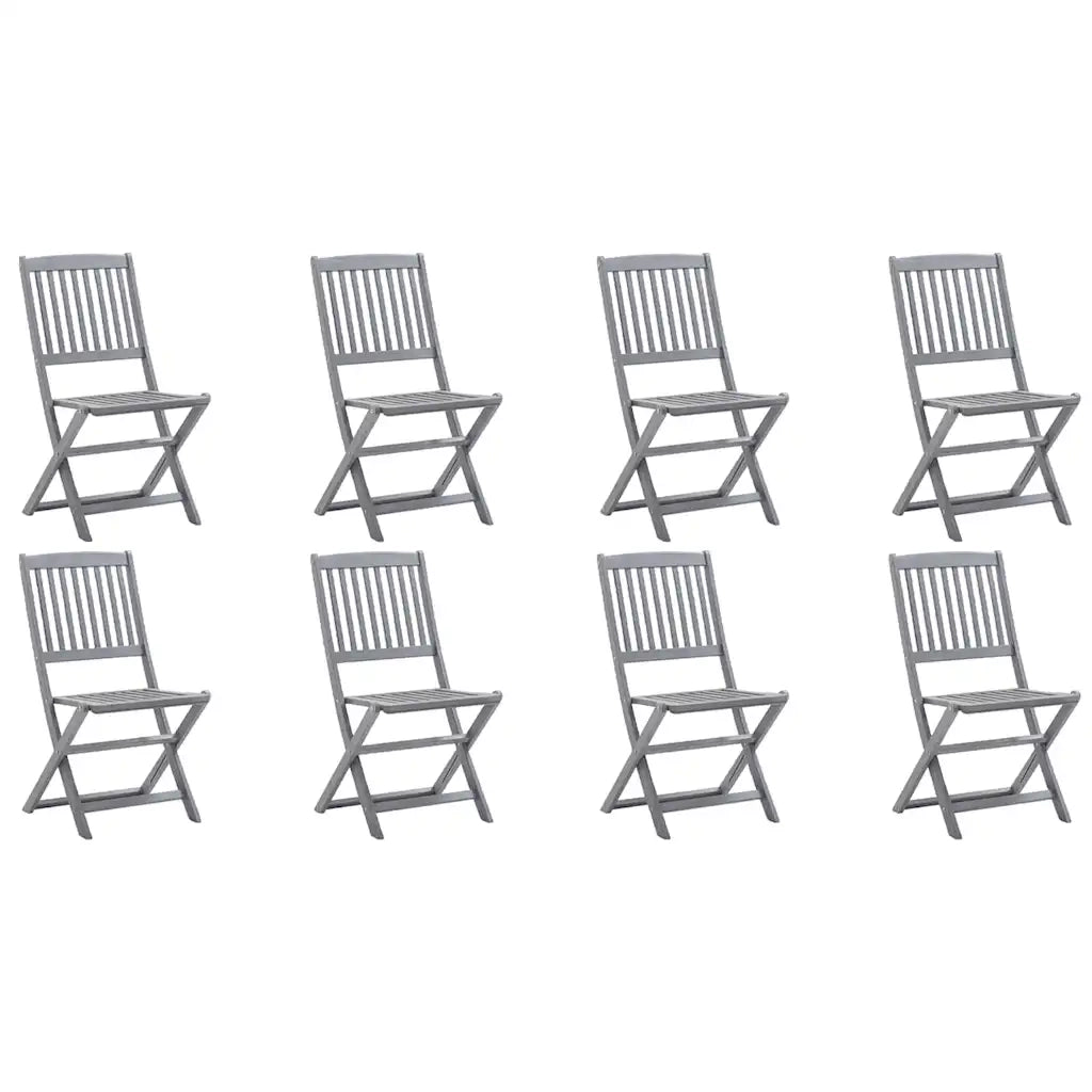Sedie da Giardino Pieghevoli 8 pz con Cuscini Massello Acacia 3078296