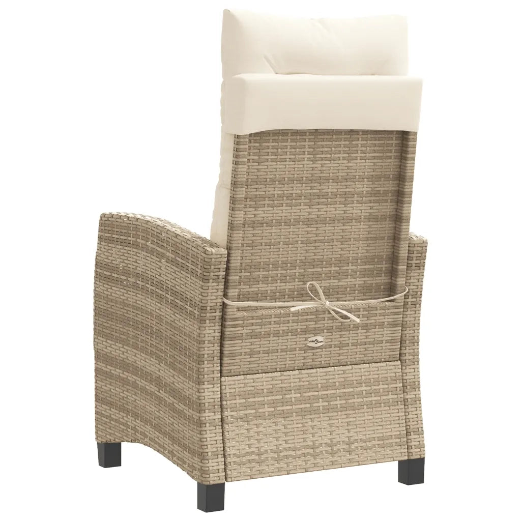 Sedie Reclinabili da Giardino 2pz con Cuscini Beige Polyrattan 365220