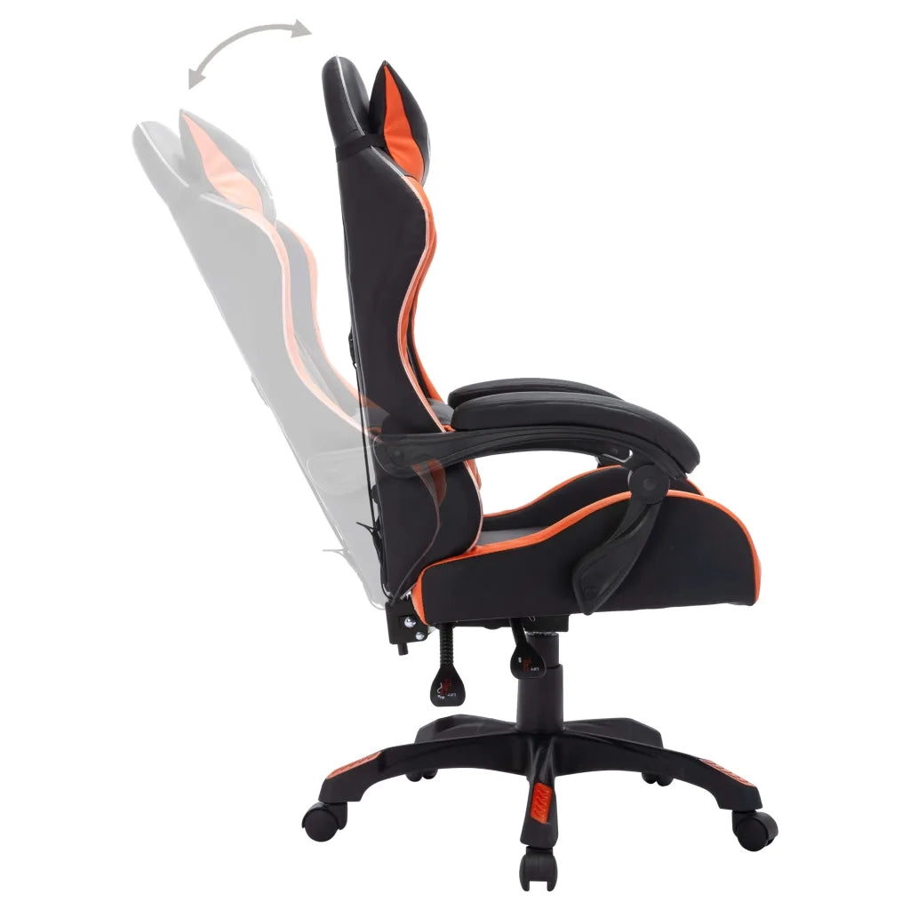 Sedia da Ufficio | Sedia da Gaming con Luci a LED RGB Arancione e Nera Similpelle