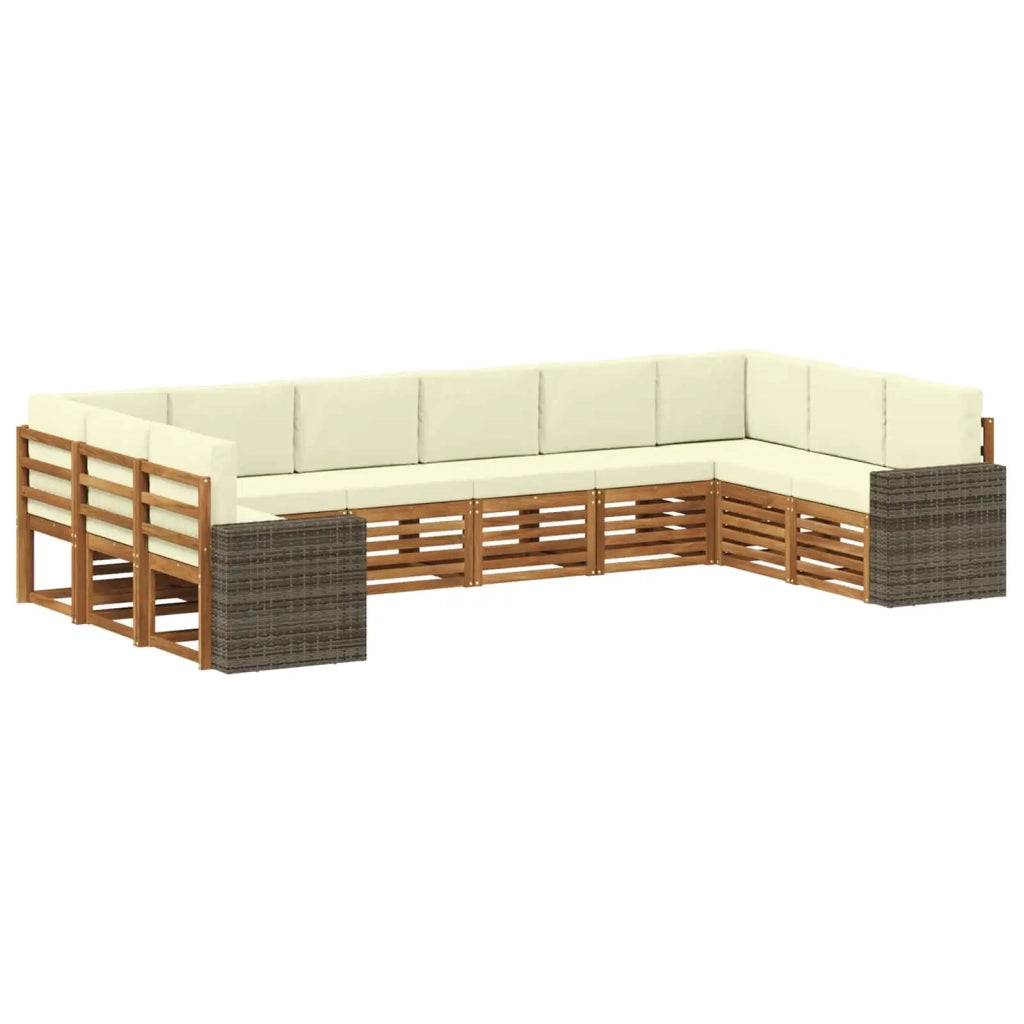 Set di divani da esterno 10 pz Naturale e Crema Poliestere 3384906
