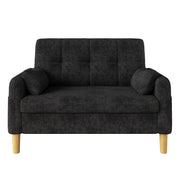 Divano a 2 posti per piccoli spazi con cuscini e tasca laterale in chenille grigio 119×78×85 cm