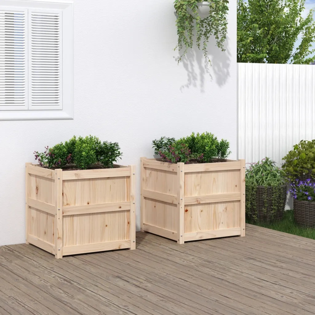 2 pz Fioriere | Cassetta per fiori | Vaso da Giardino in Legno Massello di Pino