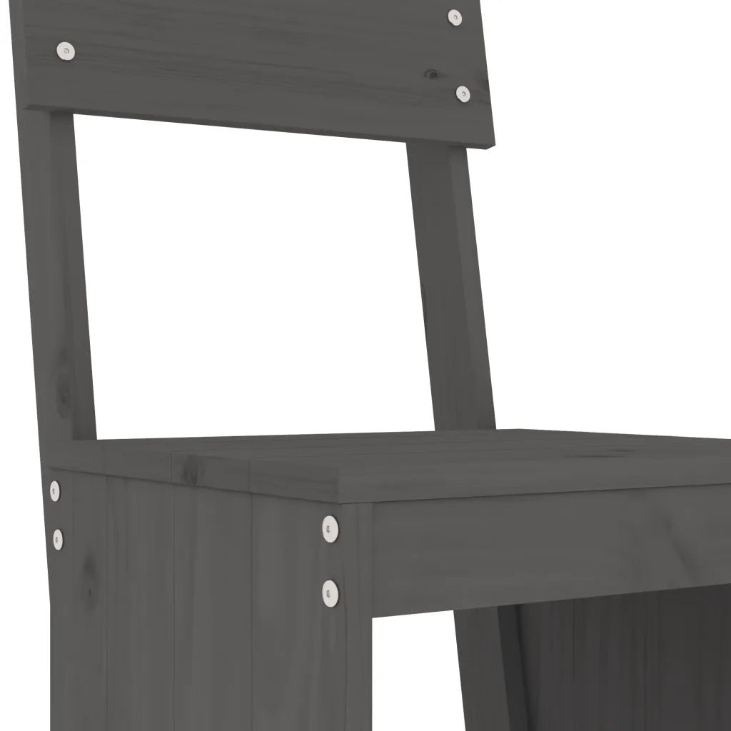 Set Bar da Giardino 7 pz Grigio in Legno Massello di Pino