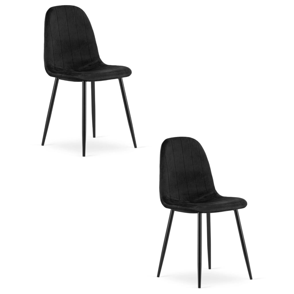 Set di 2 sedie Padva in velluto nero con gambe in metallo
