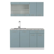 Vicco Cucina monoblocco Grigio-blu 140 cm , PL Marmo