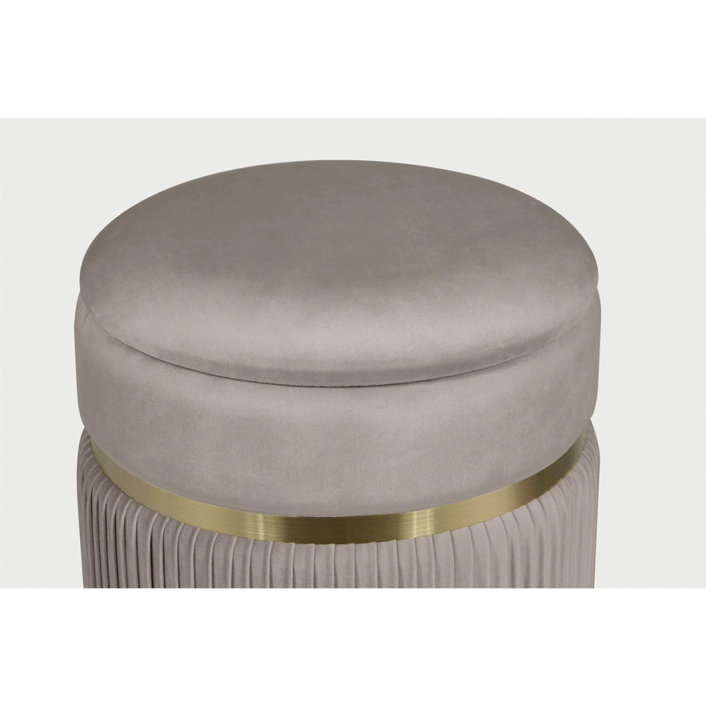 Set di 2 pouf contenitori Zora in velluto taupe e oro