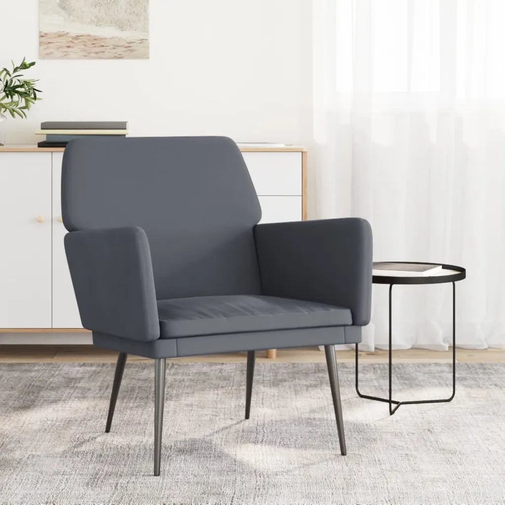 Poltrona Grigio Scuro 62x79x79 cm Velluto 351373