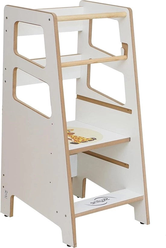 Torrone di apprendimento in legno per bambini - Altezza regolabile con barra di sicurezza
