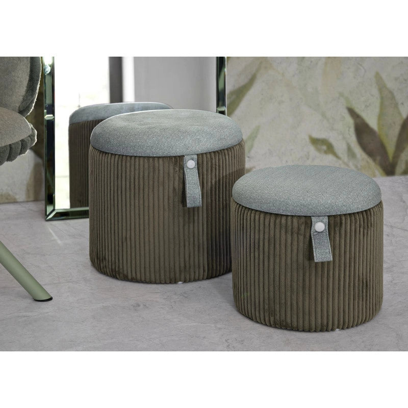 Puff Con Contenitore Bolzano Verde Set 2 Pz cm ø 38x38-32x28