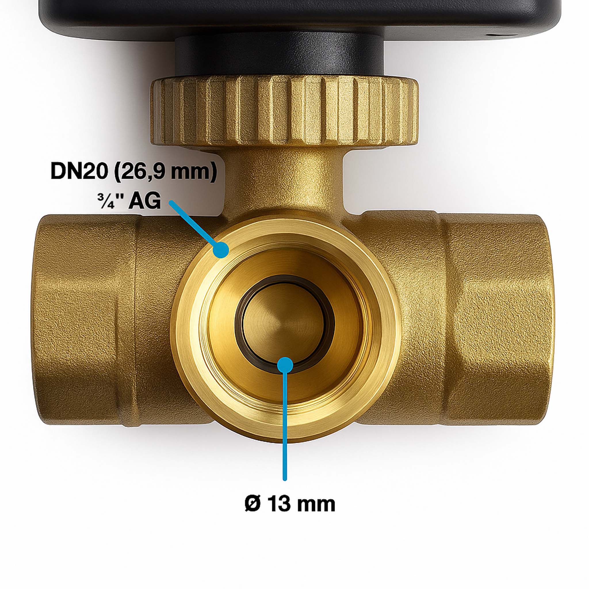 Valvola di zona motorizzata a tre vie serie DQ320 220VAC DN20 26.9 mm (3/4")