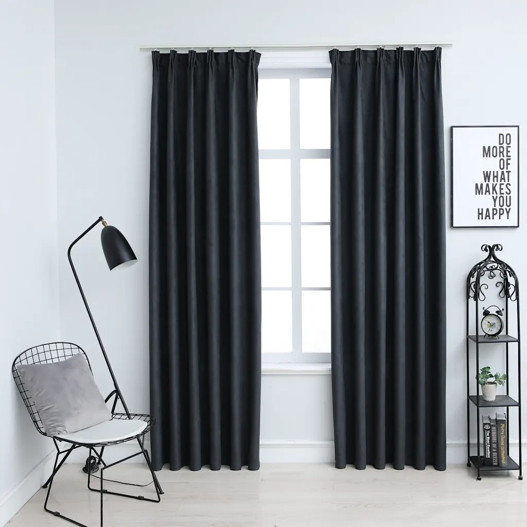 Tende Oscuranti con Ganci 2 pz Antracite 140x175 cm 134461