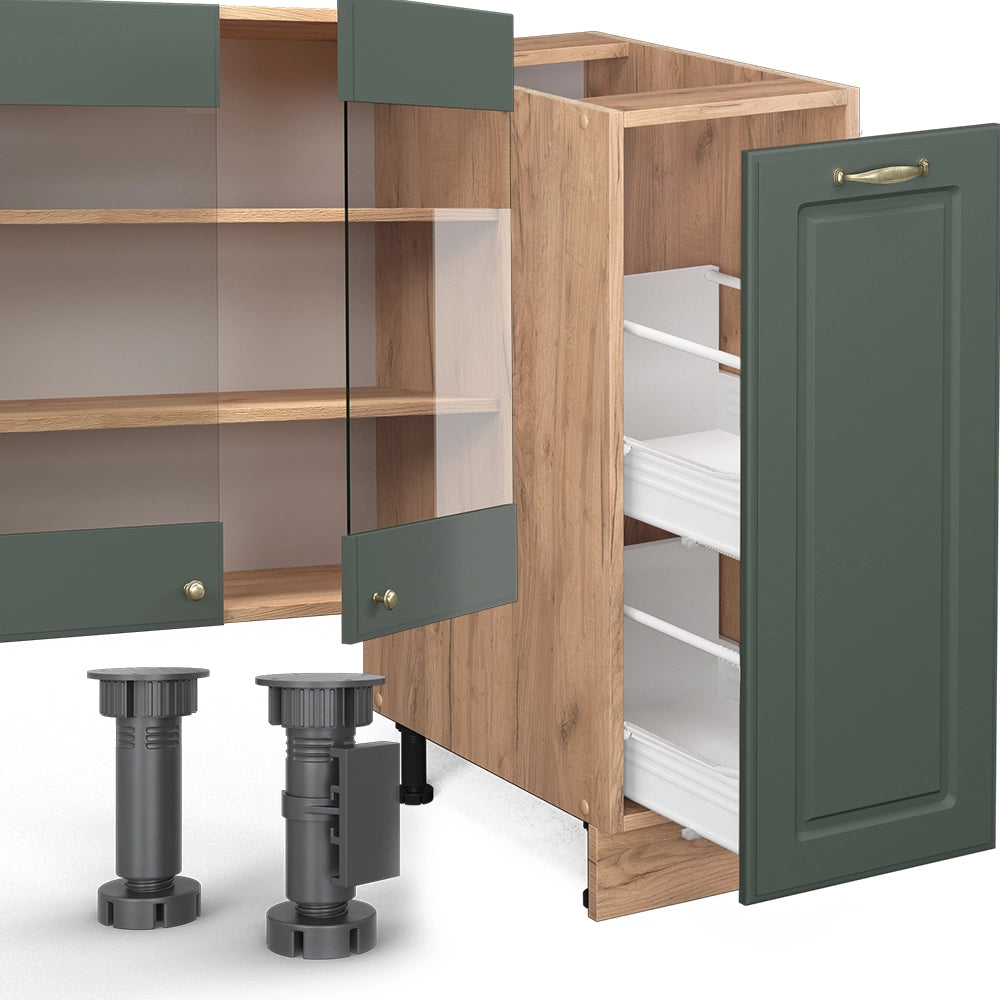 Cucina componibile Fame-Line Verde-oro rustico/Rovere dorato 280 cm, PL Rovere Vicco