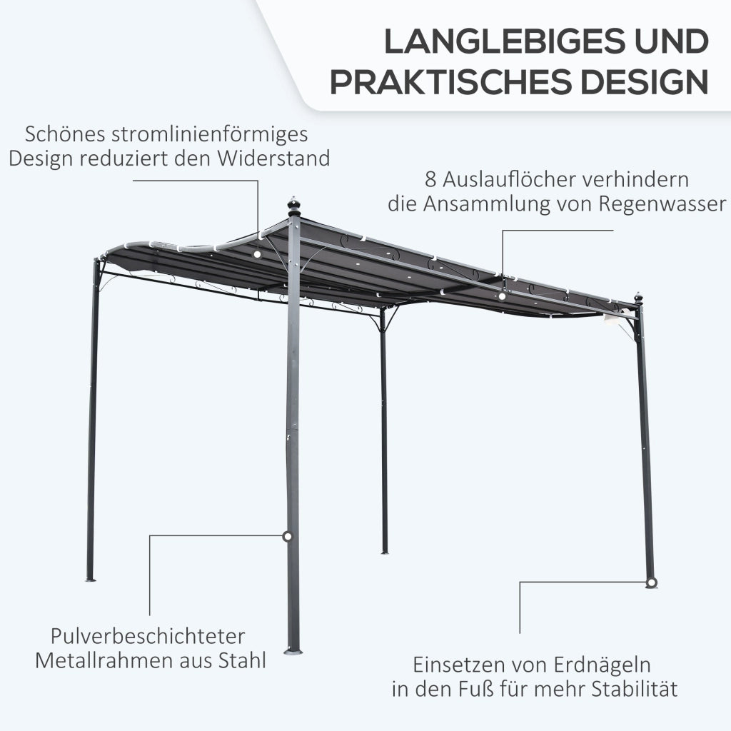 Pergola da giardino in metallo grigio ¨C zephmum ¨C 297x297x226 cm