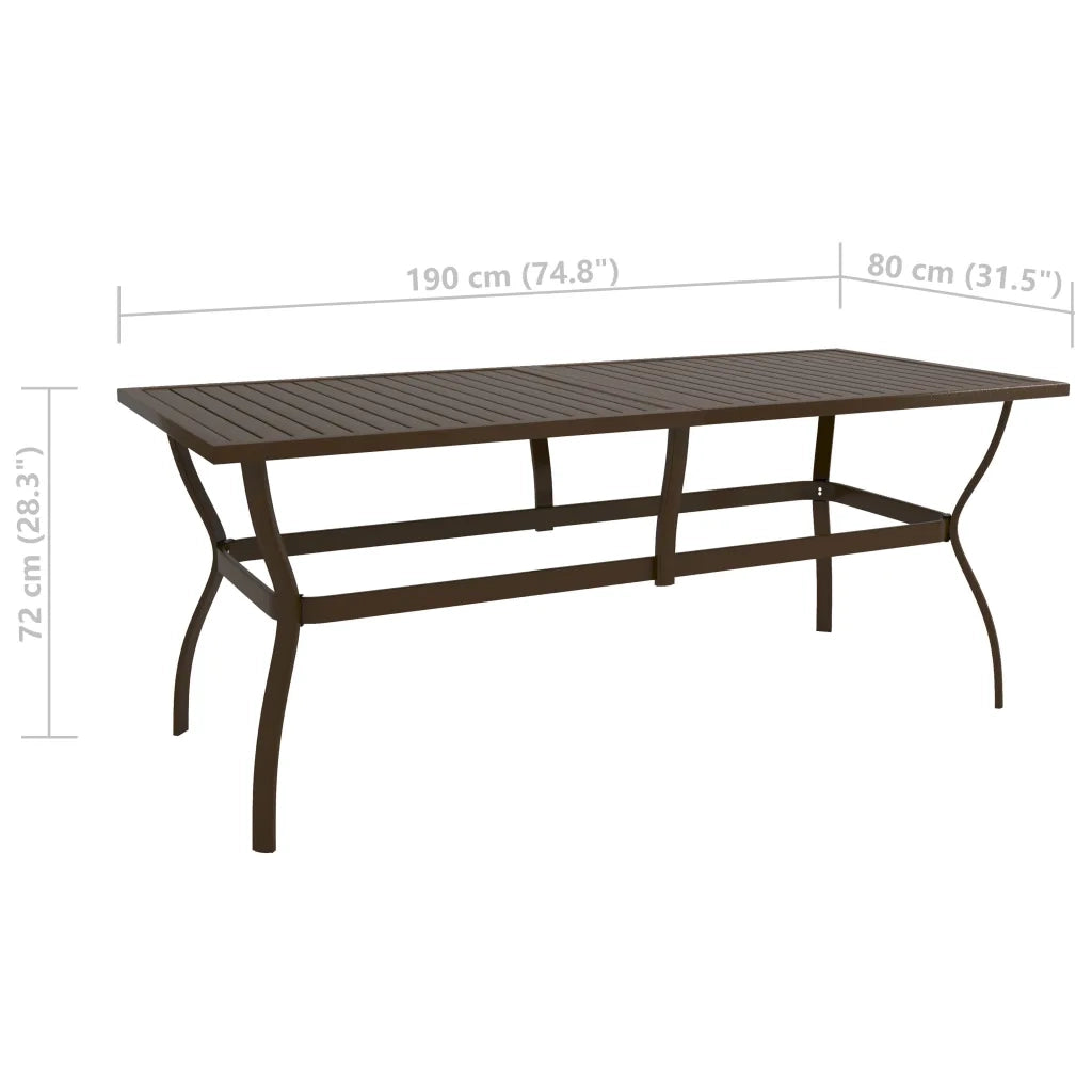 Tavolo da Giardino Marrone 190x80x72 cm in Acciaio 312281