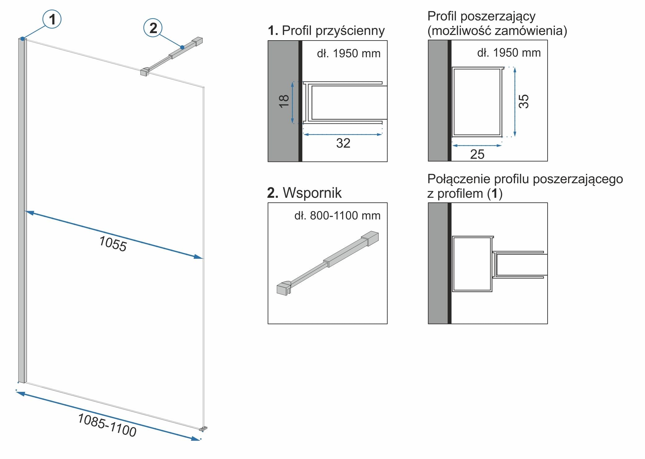 Parete Doccia Rea Aero N 110 Transparent Mensola Evo