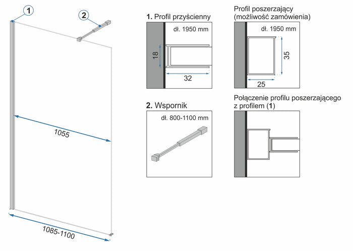 Parete Doccia Rea Aero N 110 Transparent Mensola Evo