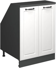 Mobile sottotetto Rion, Bianco casa di campagna, 60 x 81.6 cm con 2 porte, carcassa 60 cm profondità, adatto per il salvaspazio sotto tetti spioventi