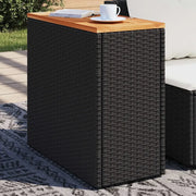 Tavolino da giardino con piano in legno nero 58x27,5x55 cm in polyrattan 365983