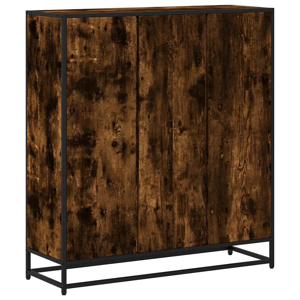 Libreria-Scaffale per Libri-Mobile di Stoccaggio Rovere Fumo 97,5x33x107,5 cm Legno Multistrato&Metallo