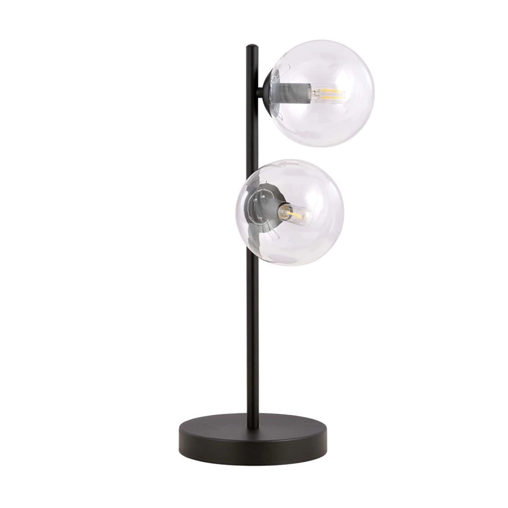 Lampade Da Scrivania Minimal Durga Acciaio Nero Trasparente 2 Luci E14 Ip20