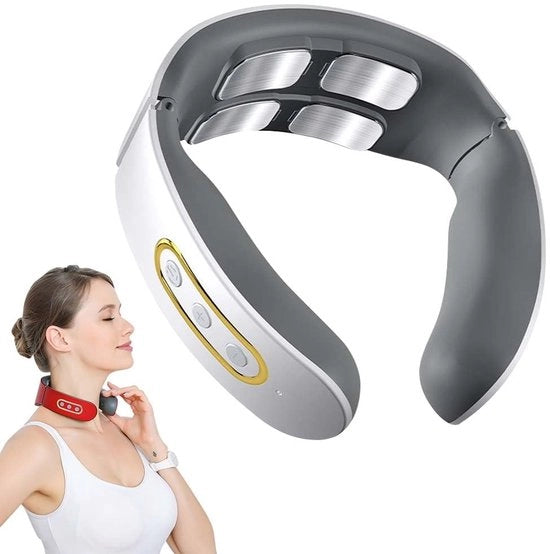 Massaggiatore cervicale elettrico a 4 nodi, con applicazione di calore, per sollievo da dolori alla colonna vertebrale, per uso domestico, ufficio e viaggio