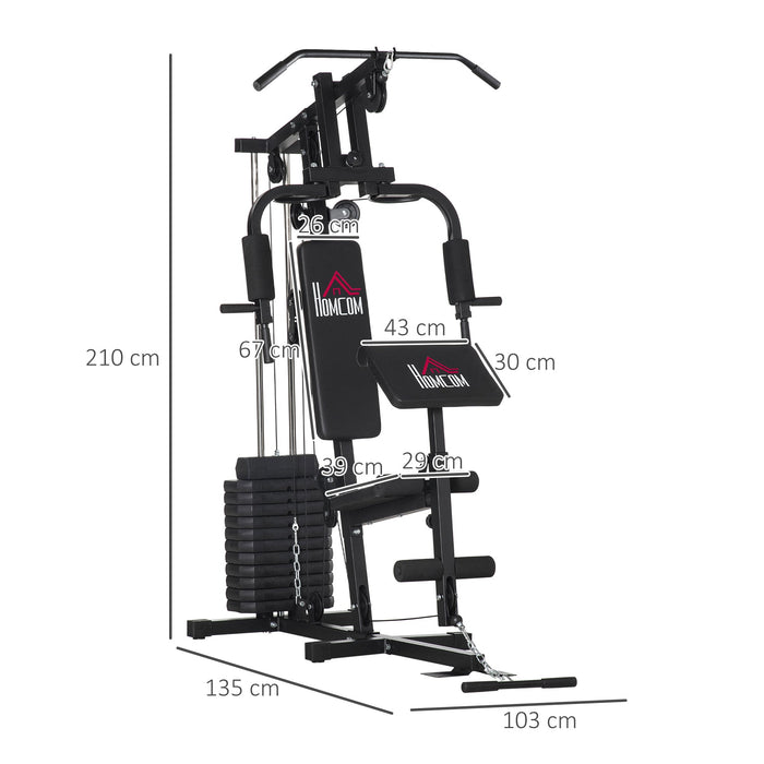 Stazione Fitness con Seduta e Schienale Imbottiti 135x103x210 cm in Acciaio e PU Nero