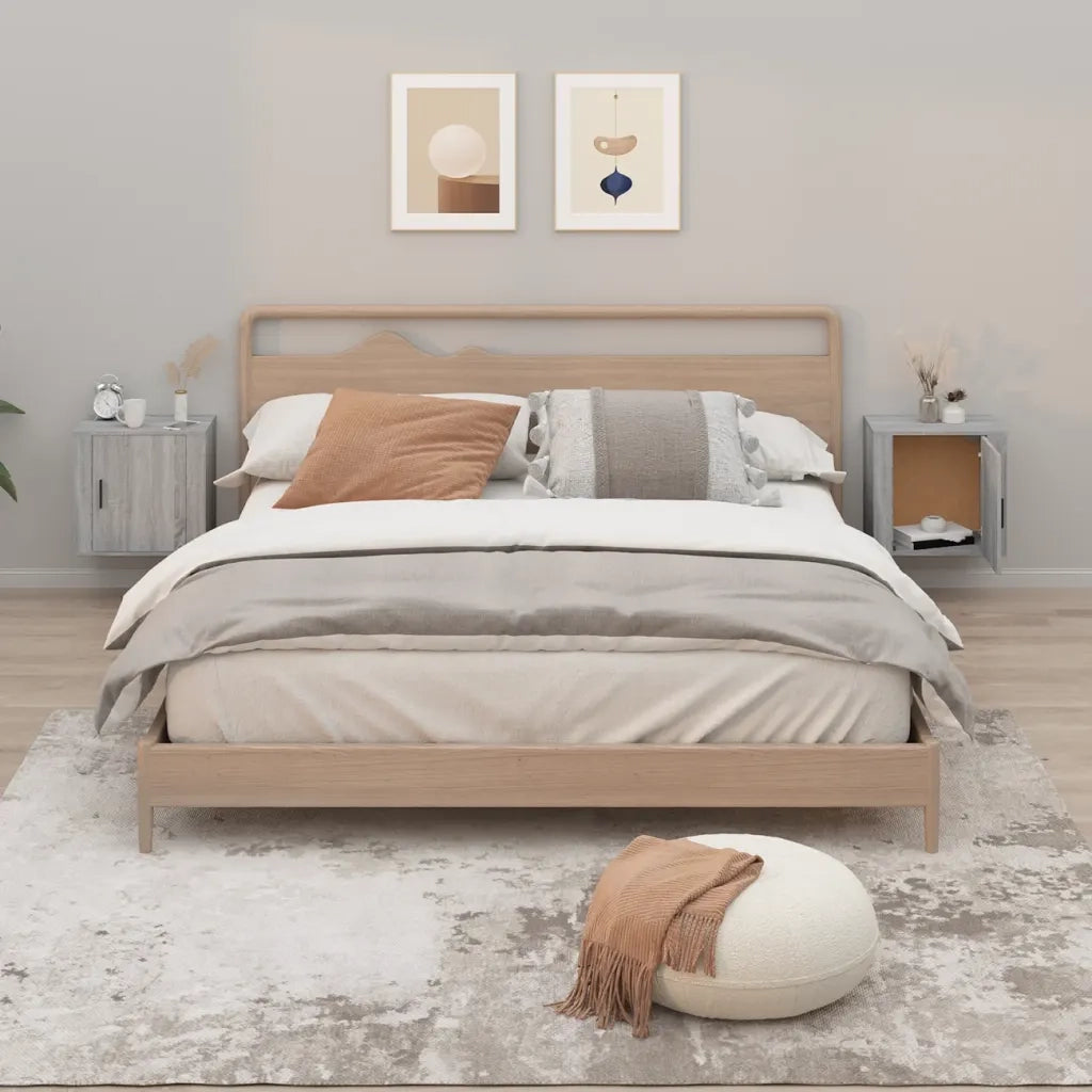 Comodini a Muro 2 pz-Set di 2 Tavolino da notte Grigio Sonoma 50x30x47 cm