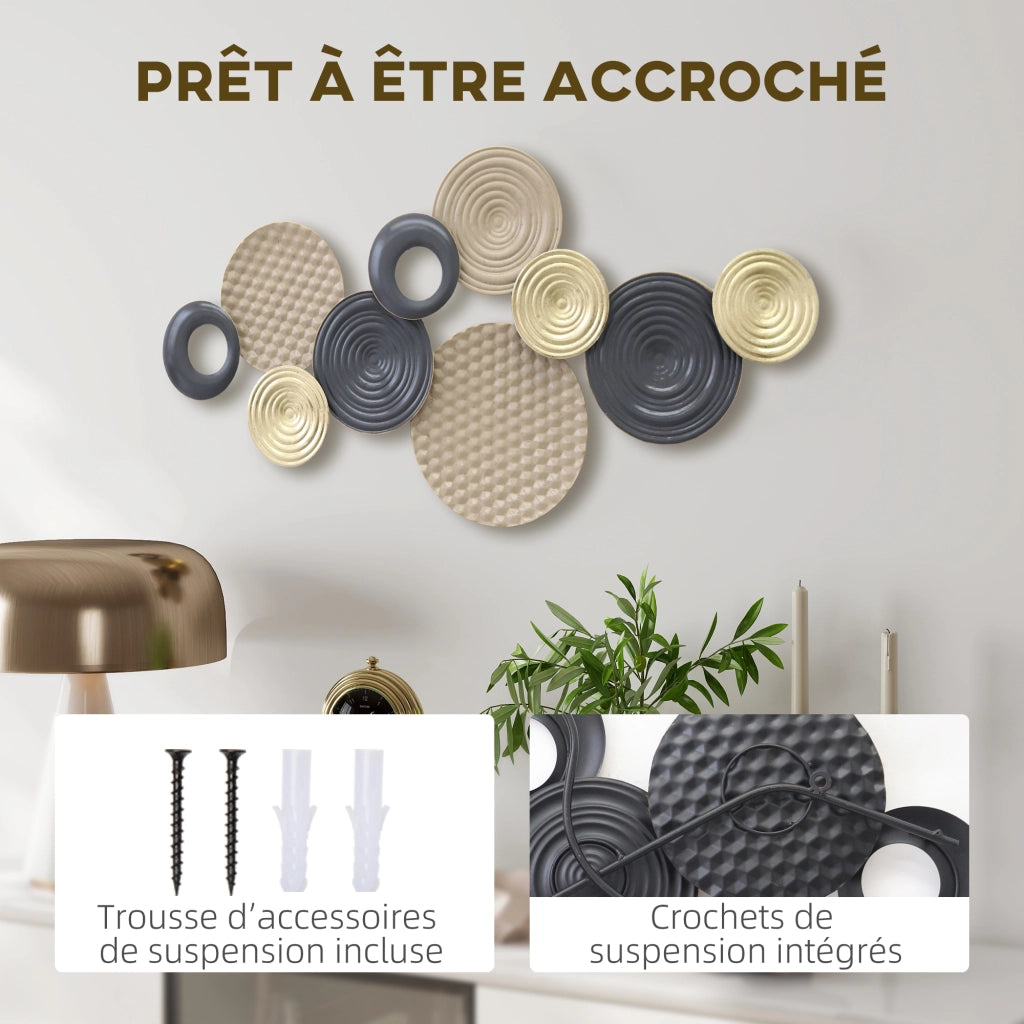 Decorazione murale in metallo ¨C zephmum ¨C kaki e nero 100x50 cm