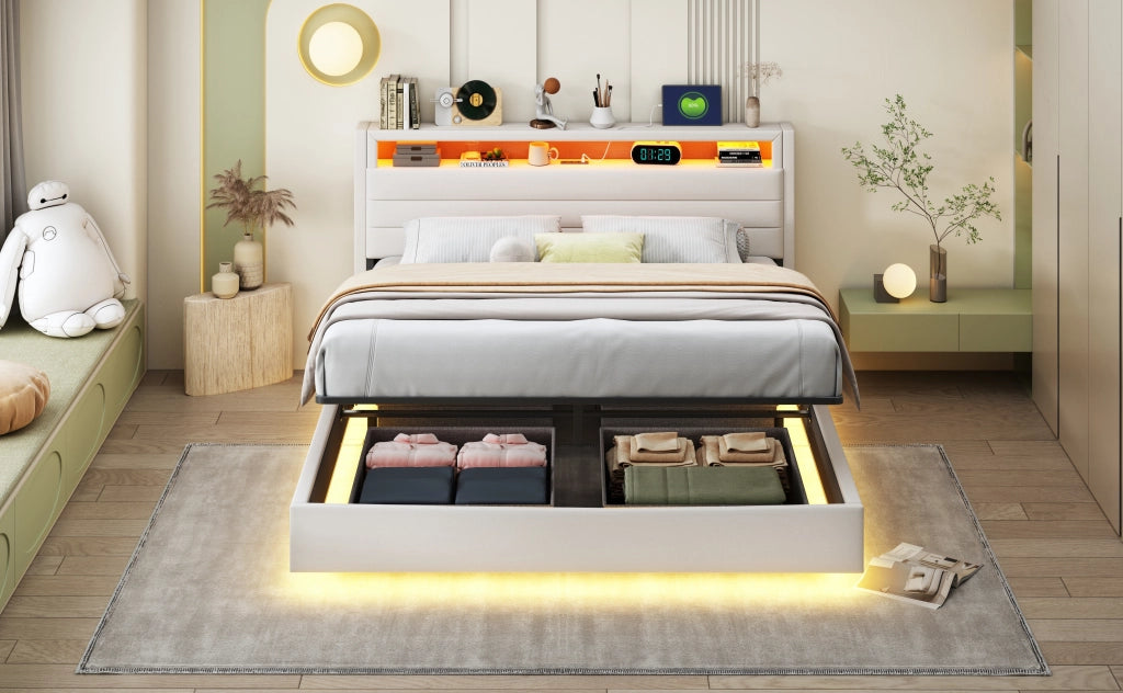 letto imbottito lino beige 160 x 200 cm