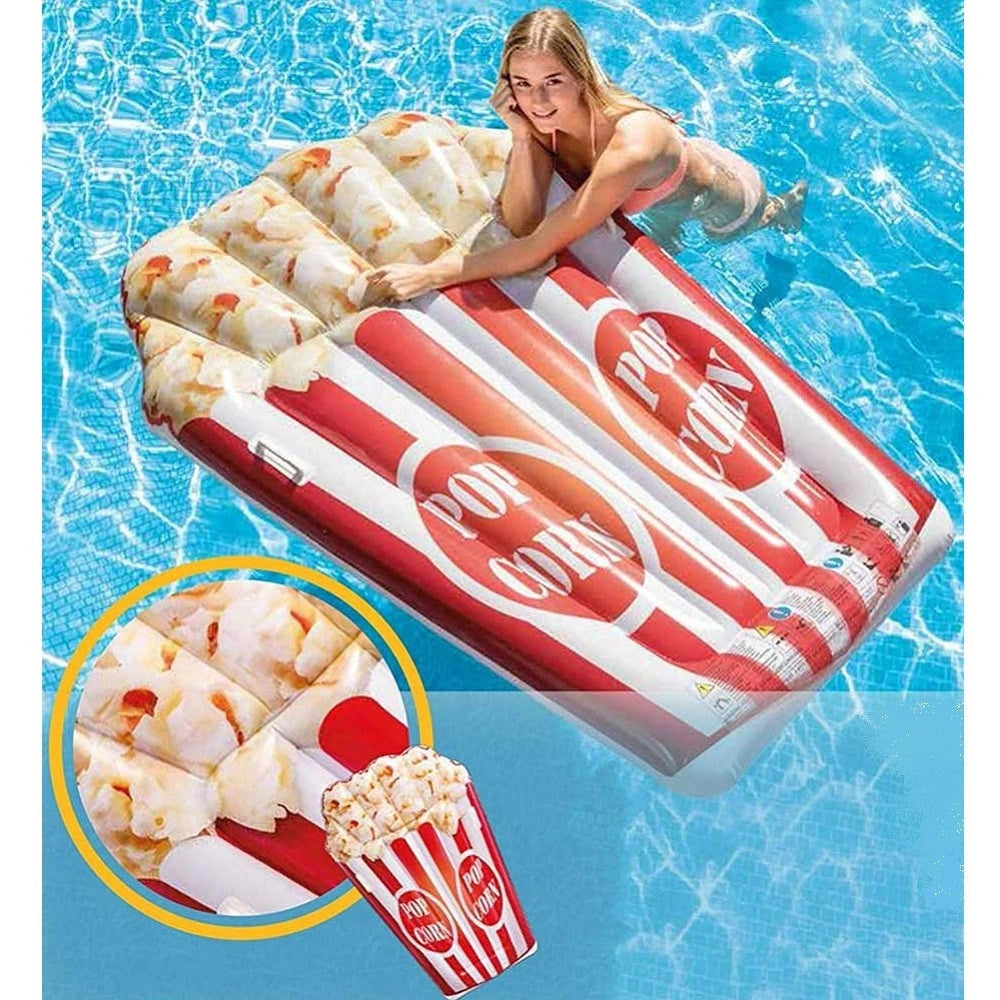 Trade Shop - Materassino Isola Gonfiabile Stampa Pop Corn In Pvc Mare Piscina 178 X 124 Cm -