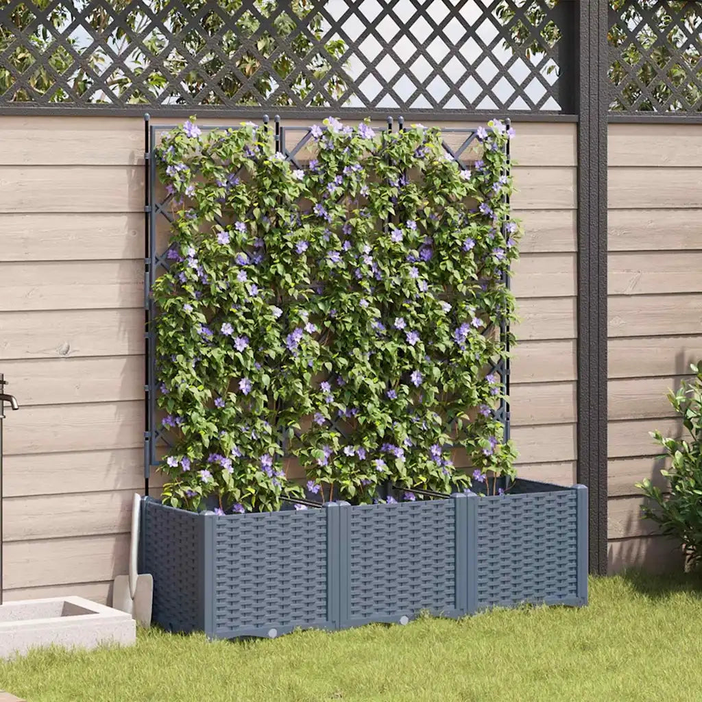Vaso da giardino 3 pcs Grigio Chiaro 120 x 40 x 143 cm Plastica 42002886