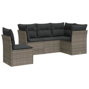 Set Divano da Giardino 5 pz | Set Salotto da Giardino con Cuscini Grigio in Polyrattan