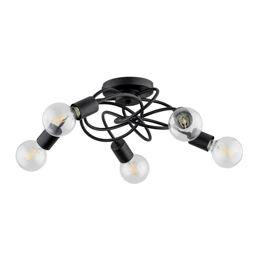 Plafoniera loft nera in metallo Alfa MAXIS 5xE27 15W