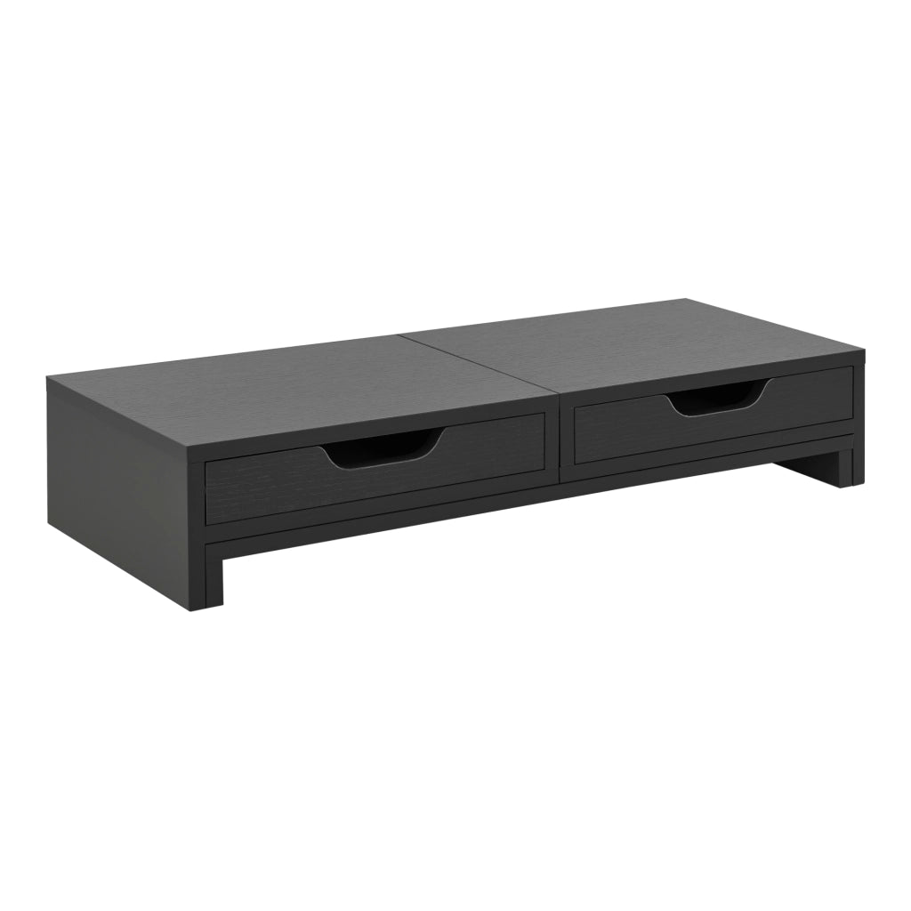 Supporto di Rialzo Monitor 'Marttila' Stand per 2 Schermi - Base con Cassetti - Grigio Scuro [en.casa]