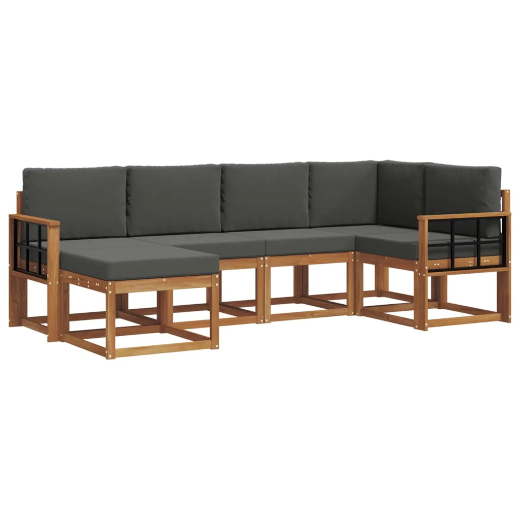 Set di divani da esterno con cuscino 6 pcs Naturale e Antracite