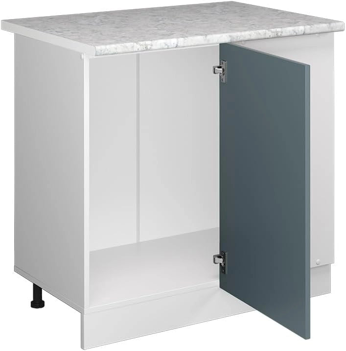 Mobile ad angolo cucina R-Line, Grigio-blu, 86 cm, PL Marmo, per la libera combinazione all'interno di sistemi cucina modulari