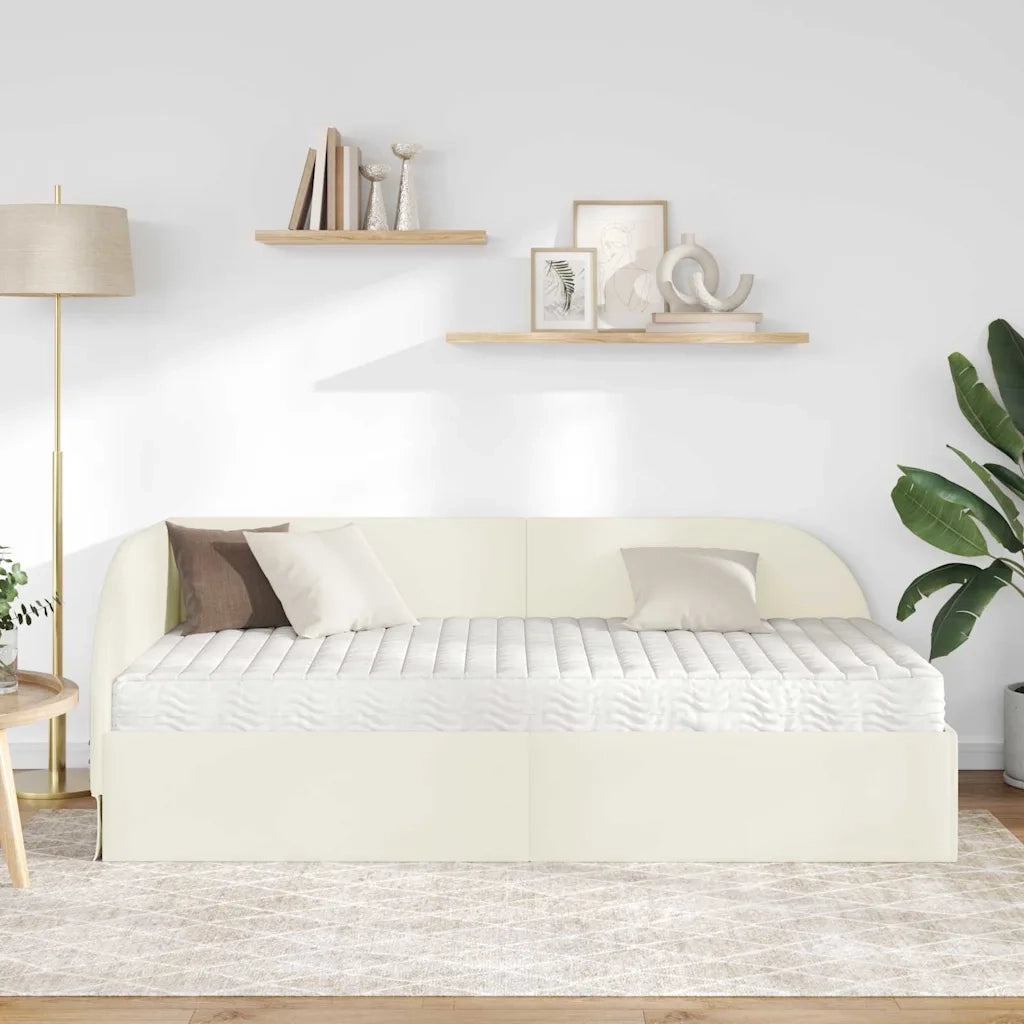 Struttura Letto Angolare con Materasso 2 pcs Crema Velluto 3394191
